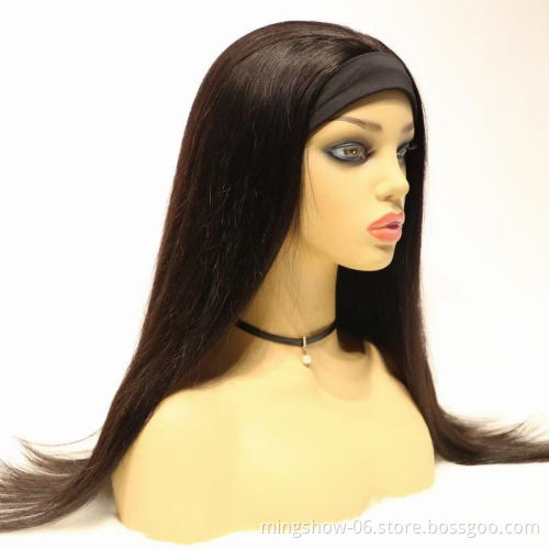 Wholesale 100% Brazilian human hair straight long headband wigs